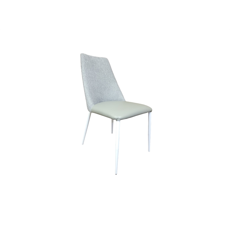 Casabianca Home Mia Dining Chair in Gray Leather & Cotton