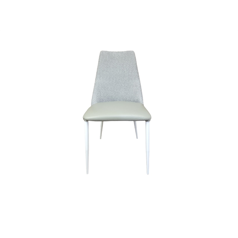 Casabianca Home Mia Dining Chair in Gray Leather & Cotton