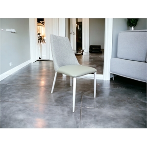 Casabianca Home Mia Dining Chair in Gray Leather & Cotton