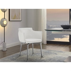 Casabianca Home Suzzie 180 Swivel Arm Dining Chair in White PU Leather