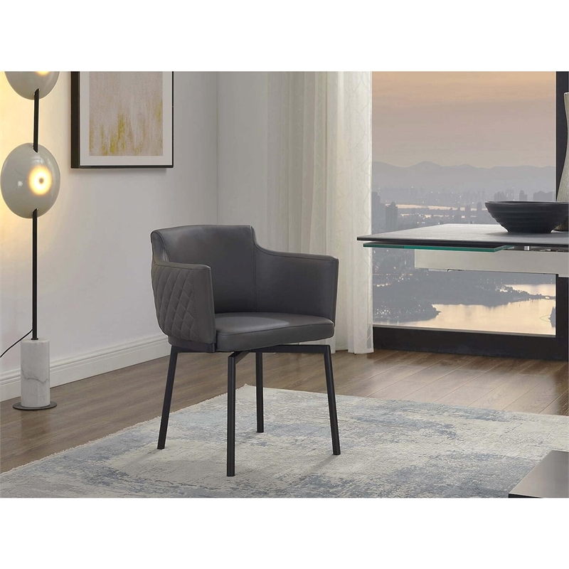 Casabianca Home Suzzie 180 Swivel Arm Dining Chair in White PU Leather