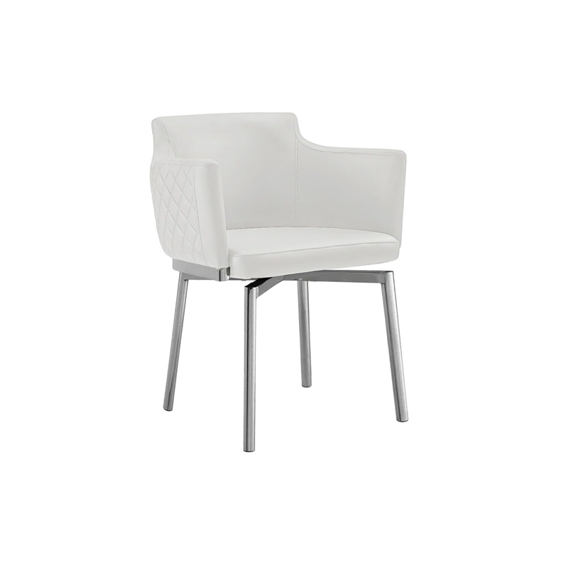Casabianca Home Suzzie 180 Swivel Arm Dining Chair in White PU Leather