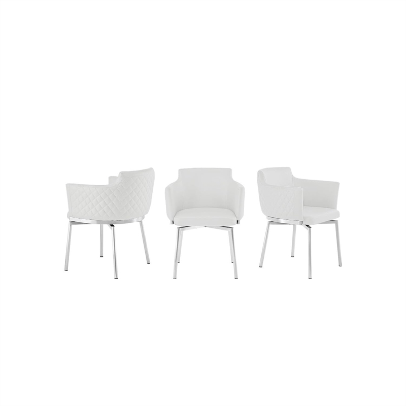 Casabianca Home Suzzie 180 Swivel Arm Dining Chair in White PU Leather