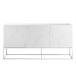Casabianca Home Vizzione Buffet in White Marbled Porcelain With Storage