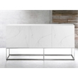 Casabianca Home Vizzione Buffet in White Marbled Porcelain With Storage
