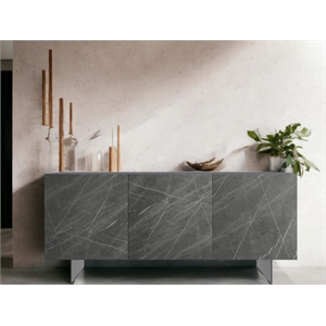 Casabianca Home Buffet in Gray Marbled Porcelain With Storage