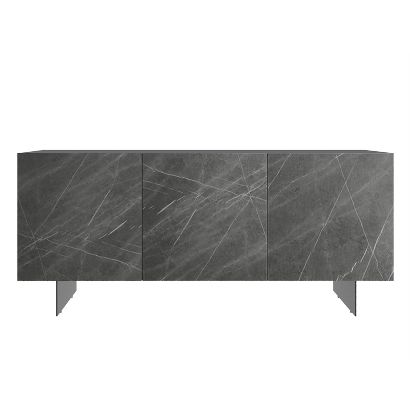 Casabianca Home Buffet in Gray Marbled Porcelain With Storage