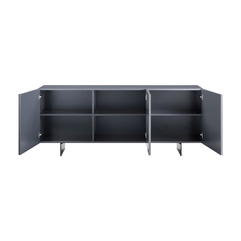 Casabianca Home Buffet in Gray Marbled Porcelain With Storage