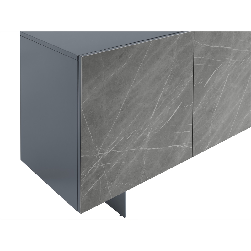 Casabianca Home Buffet in Gray Marbled Porcelain With Storage