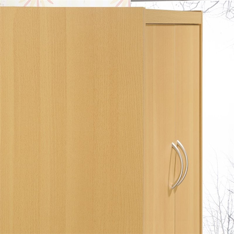 Hodedah 4 Door Kitchen Pantry with 4 Shelves 5 Compartments in Beige Wood