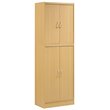 Hodedah 4 Door Kitchen Pantry with 4 Shelves 5 Compartments in Beige Wood