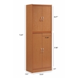 Hodedah 4 Door Kitchen Pantry with 4 Shelves 5 Compartments in Cherry Wood