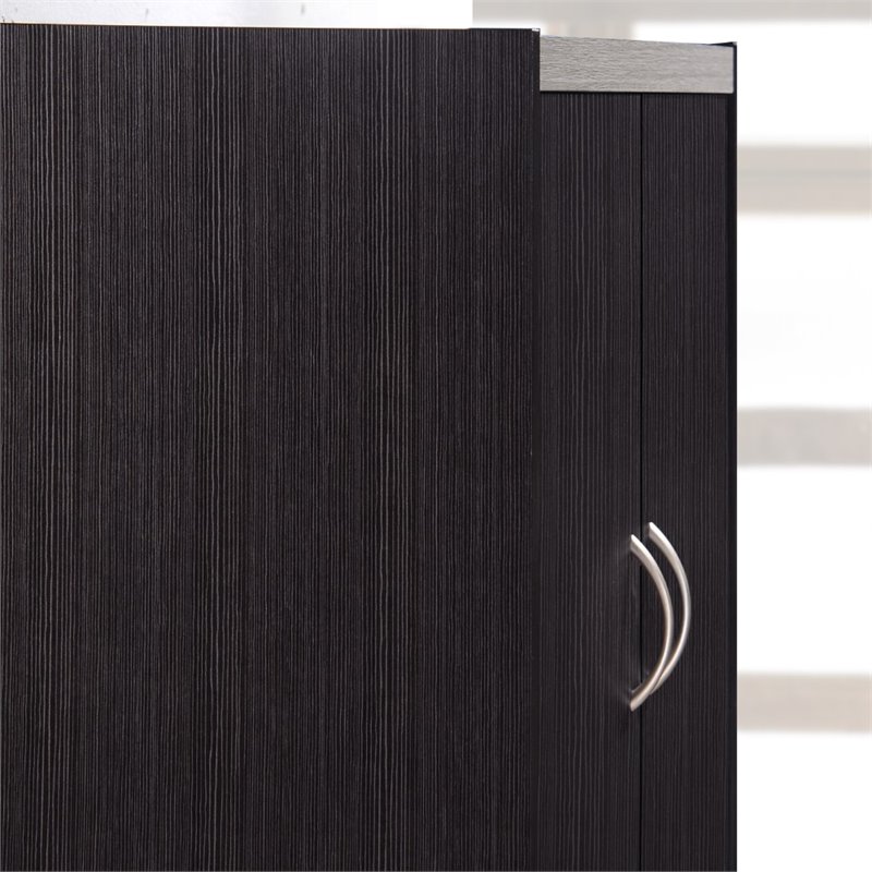 Hodedah 4 Door Kitchen Pantry 4 Shelves 5 Compartments in Chocolate-Grey Wood