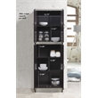 Hodedah 4 Door Kitchen Pantry 4 Shelves 5 Compartments in Chocolate-Grey Wood