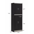 Hodedah 4 Door Kitchen Pantry 4 Shelves 5 Compartments in Chocolate-Grey Wood