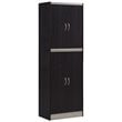 Hodedah 4 Door Kitchen Pantry 4 Shelves 5 Compartments in Chocolate-Grey Wood