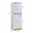 Hodedah 4 Door Kitchen Pantry with 4 Shelves 5 Compartments in White Wood