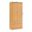 Hodedah 2 Door Armoire with 2 Drawers and Clothing Rod in Beige Wood