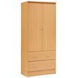 Hodedah 2 Door Armoire with 2 Drawers and Clothing Rod in Beige Wood