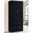 Hodedah 2 Door Armoire with 2 Drawers and Clothing Rod in Black Wood