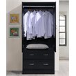 Hodedah 2 Door Armoire with 2 Drawers and Clothing Rod in Black Wood