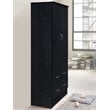 Hodedah 2 Door Armoire with 2 Drawers and Clothing Rod in Black Wood