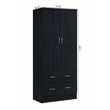 Hodedah 2 Door Armoire with 2 Drawers and Clothing Rod in Black Wood