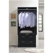 Hodedah 2 Door Armoire with 2 Drawers and Clothing Rod in Black Wood