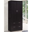 Hodedah 2 Door Armoire with 2 Drawers and Clothing Rod in Chocolate Wood
