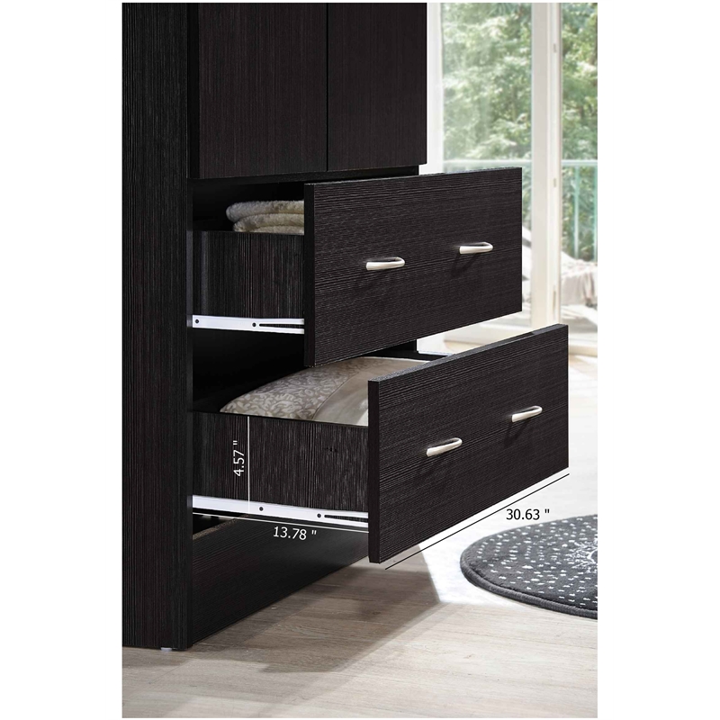 Hodedah 2 Door Armoire with 2 Drawers and Clothing Rod in Chocolate Wood