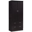 Hodedah 2 Door Armoire with 2 Drawers and Clothing Rod in Chocolate Wood