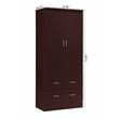 Hodedah 2 Door Armoire with 2 Drawers and Clothing Rod in Mahogany Wood