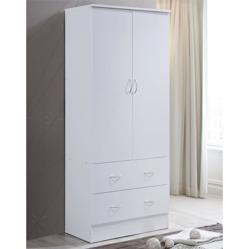 Hodedah 2 Door Armoire With Drawers, Armoire With Clothing Rod