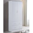 Hodedah 2 Door Armoire with 2 Drawers and Clothing Rod in White Wood