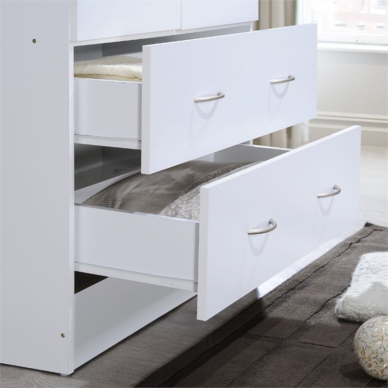 Hodedah 2 Door Armoire with 2 Drawers and Clothing Rod in White Wood