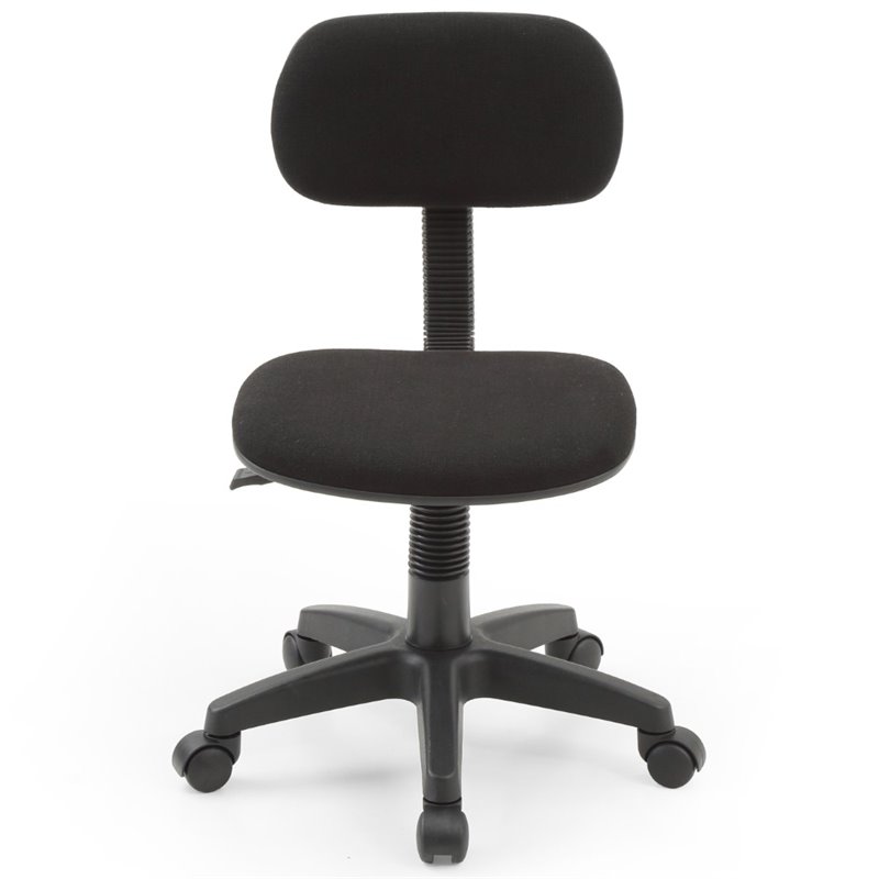 Hodedah Armless Adjustable Height Swivelling Task Chair in Black Fabric