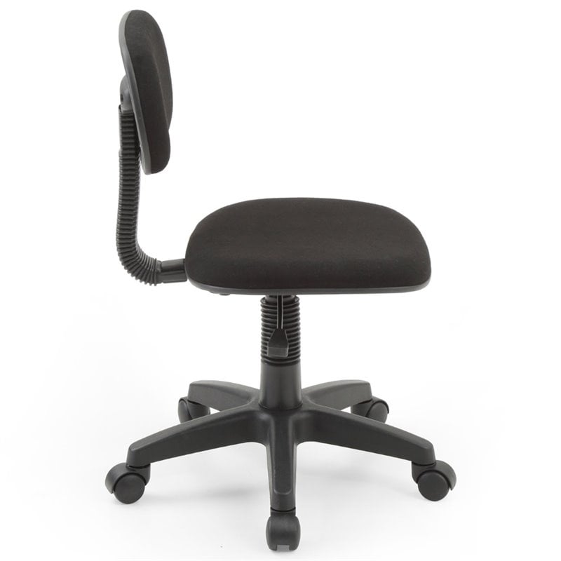 Hodedah Armless Adjustable Height Swivelling Task Chair in Black Fabric