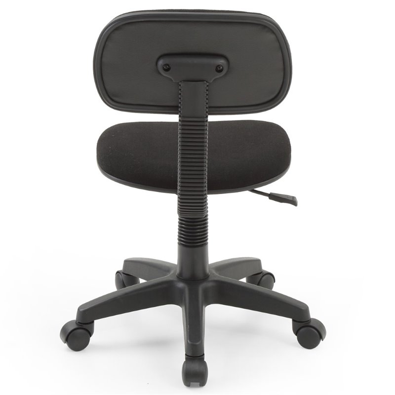Hodedah Armless Adjustable Height Swivelling Task Chair in Black Fabric