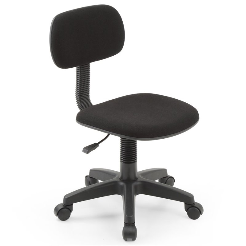 Hodedah Armless Adjustable Height Swivelling Task Chair in Black Fabric