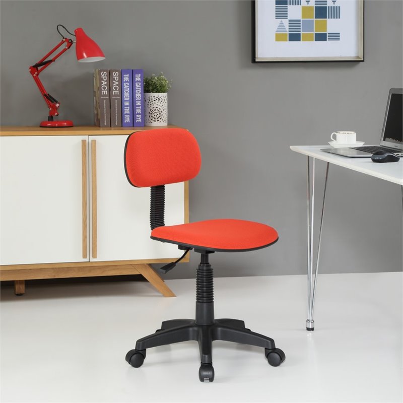 Hodedah Armless Adjustable Height Swiveling Task Chair In Red Hi Hodedah Armless Adjustable Height