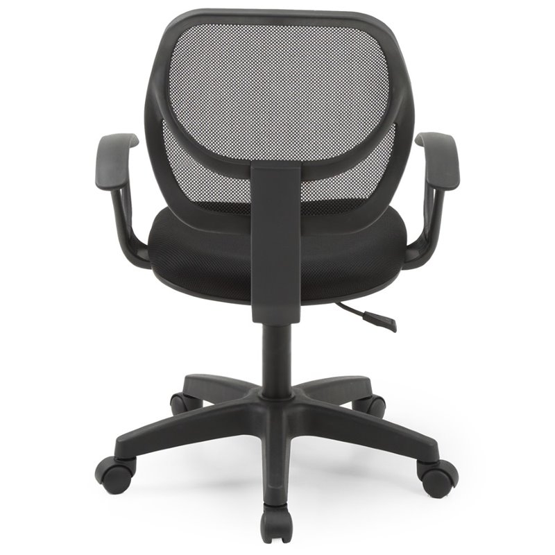 Hodedah Mesh Mid-Back Adjustable Height Task Chair in Black Fabric