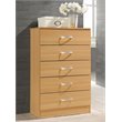 Hodedah Five Drawer Contemporary Wooden Chest in Beige Finish