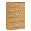 Hodedah Five Drawer Contemporary Wooden Chest in Beige Finish