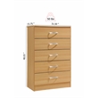Hodedah Five Drawer Contemporary Wooden Chest in Beige Finish
