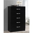 Hodedah Five Drawer Contemporary Wooden Chest in Black Finish