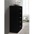 Hodedah Five Drawer Contemporary Wooden Chest in Black Finish