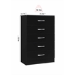 Hodedah Five Drawer Contemporary Wooden Chest in Black Finish