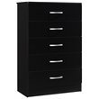 Hodedah Five Drawer Contemporary Wooden Chest in Black Finish
