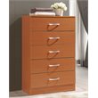 Hodedah Five Drawer Contemporary Wooden Chest in Cherry Finish