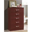Hodedah Five Drawer Contemporary Wooden Chest in Mahogany Finish